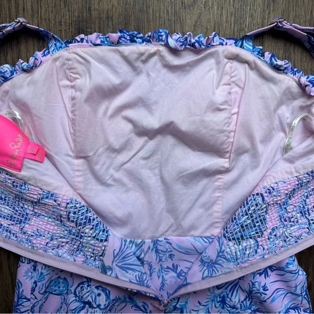 Lilly Pulitzer Zenon Ruffle Romper Magnolia Lilac Size 00 - Picture 5 of 12